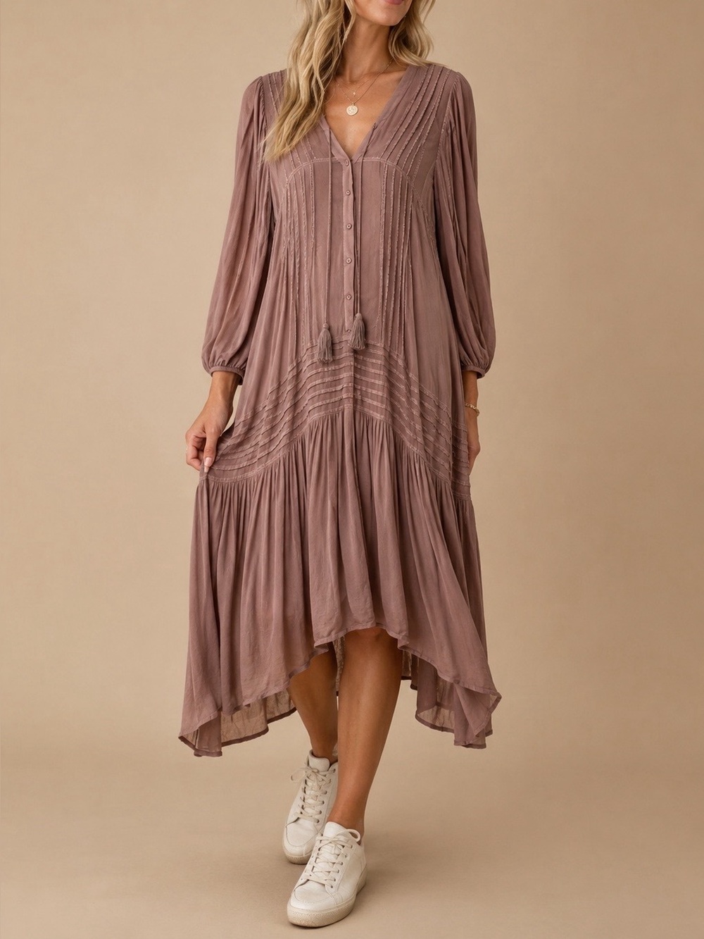 Young, Fabulous & Broke Women's Boho V-Neck Dress XS